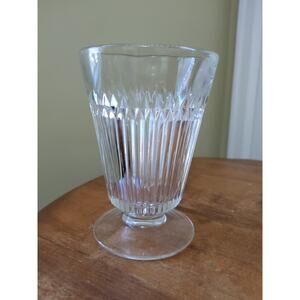 Vintage Clear Glass Ribbed Spooner Utensil Holder
